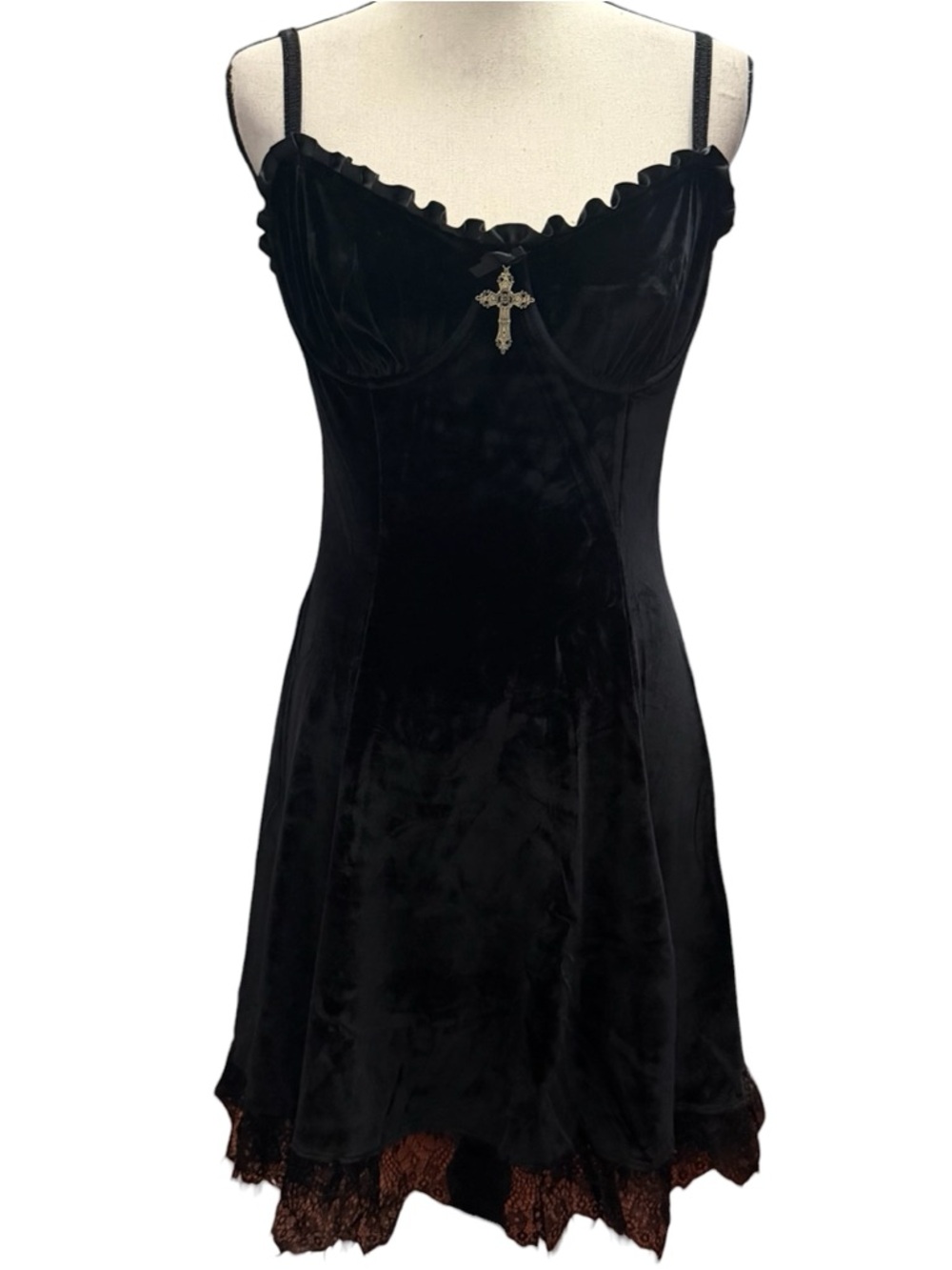 Widow Dress M L Midnight Blind Faith Velvet Black Mini